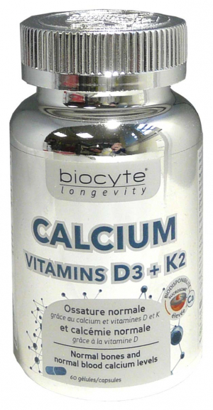 BIOCYTE CALCIUM VITAMINES D3+K2 60 GELULES