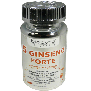 BIOCYTE 5 GINSENG FORTE MEMOIRE ENERGIE VITALITE 40 GELULES