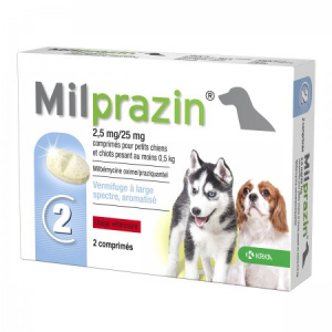 Milprazin - Vermifuge pour petits chiens et chiots 2,5mg/25mg - 2 comprimés