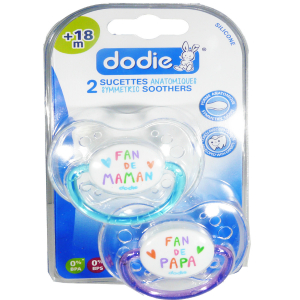 dodie 2 sucettes anatomiques + 18 mois fan de maman et papa