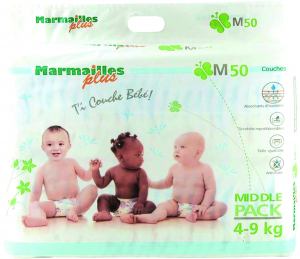MARMAILLES Couches bébé taille M (4-9 kg) Paquet de 50 couches