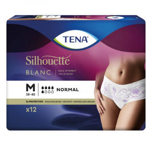 TENA Silhouette Normal M Blanc - Sous Vêtement/Culotte Absorbant Femme x 12