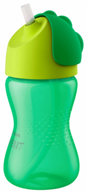 Avent Tasse à Paille Courbée 300 ml 12 Mois et + - Couleur : Vert
