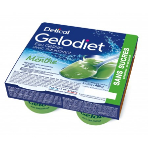 Gelodiet Eau Gélifiée sans Sucres Saveur Menthe - 4 x 120g
