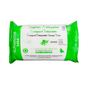 Bébé - Lingettes Nettoyantes Biodégradables Bio - 60 lingettes