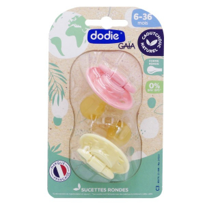 Dodie Sucettes rondes Caoutchouc naturel Gaia 6-36 mois Sous le Soleil Lot de 2