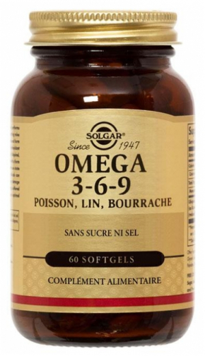 Solgar Omega 3-6-9 Poisson, Lin, Bourrache 60 Gélules