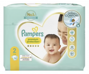 PAMPERS 30 Couches bébé taille 2 : 4-8 kg premium protection