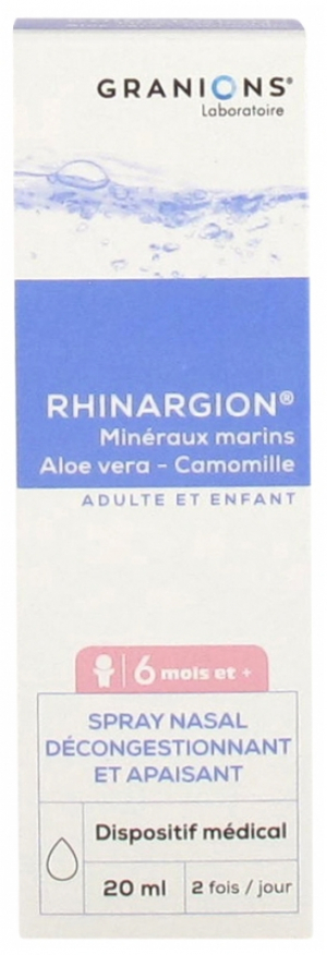 Granions Rhinargion Spray Nasal Décongestionnant et Apaisant 20 ml