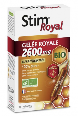 Nutreov Gelée Royale Bio 2600mg 20 ampoules de 15 ml Stim Royal