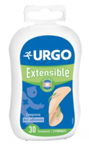 URGO EXTENSIBLE 30 Pansements Stretch Pré-découpés 2 Formats