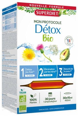 SUPERDIET Mon Protocole Détox Bio 30 Ampoules de 15 ml