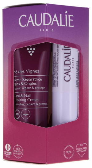Caudalie Duo Crème Mains et Ongles Thé des Vignes 30 ml + Soin des Lèvres 4,5 g