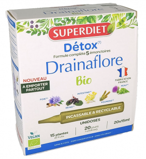 SUPERDIET Détox Drainaflore Bio 20 unidoses de 15 ml