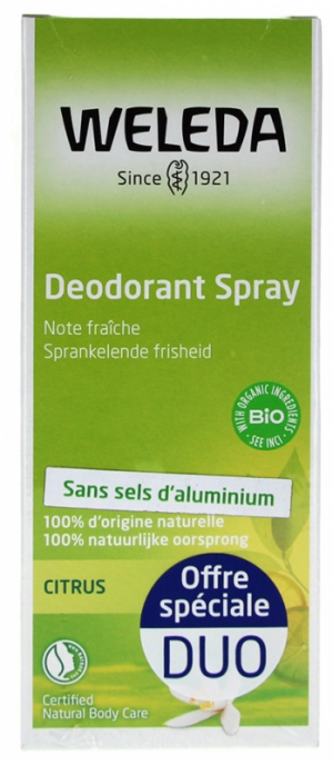 Weleda Déodorant Spray au Citrus Lot de 2 x 100 ml