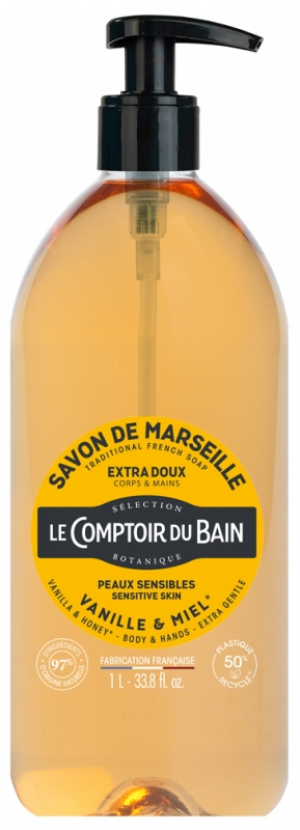 Le Comptoir du Bain Savon de Marseille Vanille-Miel 1 L