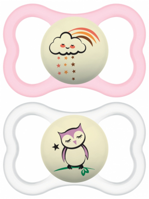MAM Supreme Nuit 2 Sucettes Silicone 6 Mois et + - Modèle : Nuage et Chouette