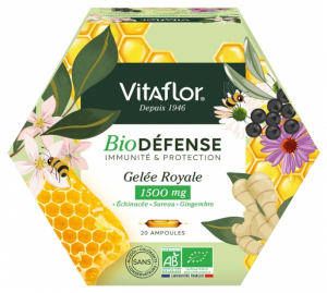 Vitaflor BioDéfense Gelée Royale Bio 1500 mg 20 Ampoules de 10 ml
