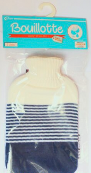 Cooper BOUILLOTTE AVEC HOUSSE BLEU MARINE ET BLANC CAOUTCHOUC NATUREL 2 LITRES