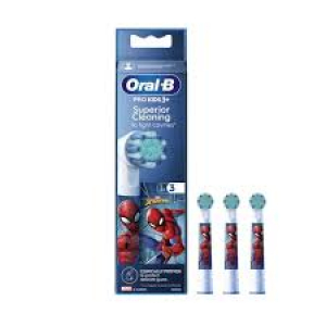 Oral-B Pro Kids 3 Ans et + 3 Brossettes de Rechange - Modèle : Spiderman