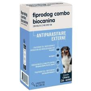 Biocanina Fiprodog 268 mg Combo Grands Chiens 20 à 40 kg 3 Pipettes