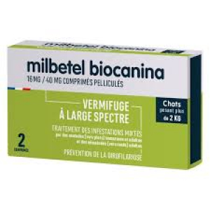 Biocanina VERMIFUGE – Milbetel Chats Arôme Viande, 2 Comprimés