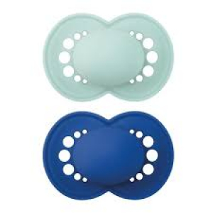 MAM Original Sucettes anatomiques en silicone 6m+ - Lot de 2 - Coloris uni aléatoire