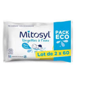 Mitosyl Lingettes à l'Eau Lot de 2 x 60 Lingettes