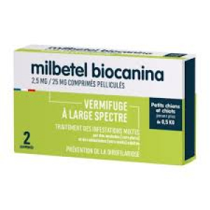 BIOCANINA Milbetel Vermifuge Chien de 0,5 à 10 kg x 2