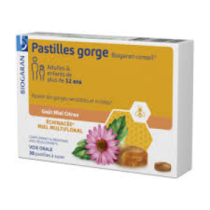Biogaran Pastilles gorge miel citron gorge irritée & sensible - 20 pastilles