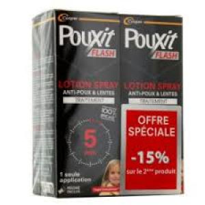 Pouxit Flash Anti-Poux et Lentes Spray Lot de 2 x 150 ml Offre Spéciale