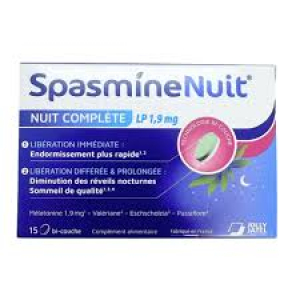 Spasmine Nuit - Nuit Complète LP 1.9 mg, 15 Comprimés Bi-Couche