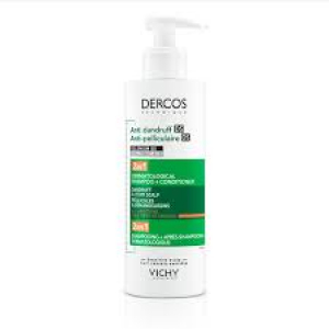 Vichy Dercos Shampoing Démêlant Traitant Anti-Pelliculaire Cuir Chevelu Sensible 390 ml