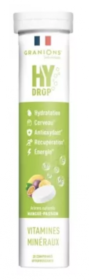 Granions HyDrop Vitamines Minéraux 20 Comprimés Effervescents - Goût : Mangue-Passion