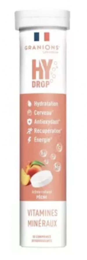 Granions HyDrop Vitamines Minéraux 20 Comprimés Effervescents - Goût : Pêche