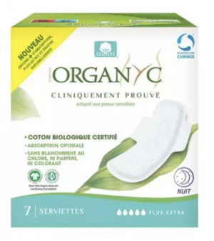 Organyc 7 Serviettes Hygiéniques Nuit Flux Extra