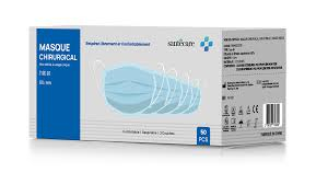 SANTECARE Masque chirurgical bleu 3 plis, type IIR, très haute filtration, boîte de 50