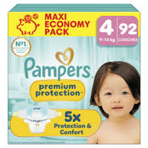 Pampers PREMIUM PROTECTION - Couches Taille 4 - De 9 à 14kg, 92 Unités