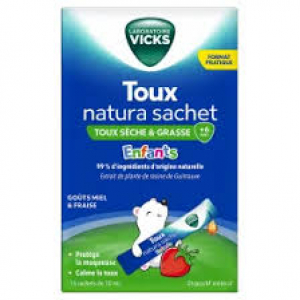 Vicks Toux Natura Enfants Sirop contre la toux sèche et grasse 14 sachets de 10 ml