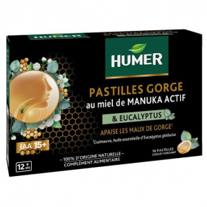 Humer Pastilles Gorge au Miel de Manuka et Eucalyptus 16 pastilles